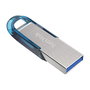 SanDisk Ultra Flair USB 3.2 Gen 1 32 GB Memoria USB, Sin Tapa, Azul Plata, Velocidad Lectura 150 MB/s