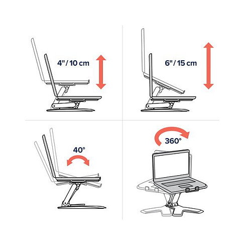 Ergotron Neo-Flex Soporte Elevador para Portátil Negro, Ajuste Altura 0-152 mm Inclinación -25-15°, Carga 6.4 kg, Alza 15 cm