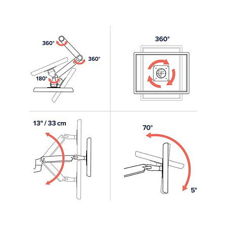 Ergotron LX Wall Mount LCD Arm Brazo para Monitor y Pantalla Montaje Pared Extensión 64cm Compatible VESA 75x75 100x100