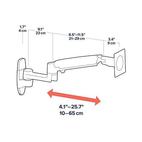 Ergotron LX Wall Mount LCD Arm Brazo para Monitor y Pantalla Montaje Pared Extensión 64cm Compatible VESA 75x75 100x100
