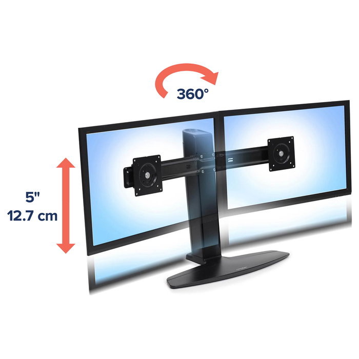 Ergotron Neo-Flex Lift Stand para 2 Monitores - Soporte Elevador de Escritorio, VESA 75x75/100x100 mm, Hasta 6.4 kg, Pantallas Hasta 24.5 Pulgadas, Negro