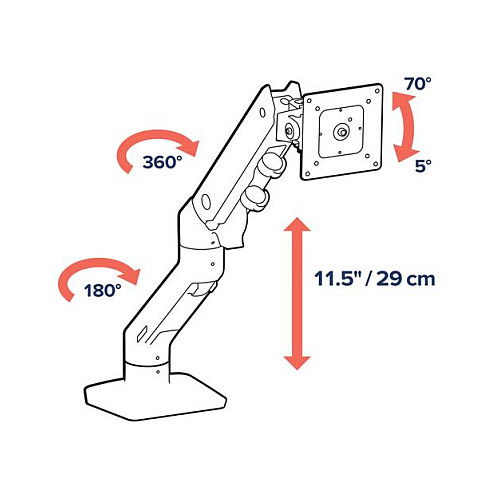 Ergotron HX Series 45-475-216 Monitor Tischhalterung, Brazo Soporte TV/Pantalla, Abrazadera, Blanco, 9.1-19.1kg, 124.5cm, Ajuste Altura e Inclinación, VESA 75/100/200/400