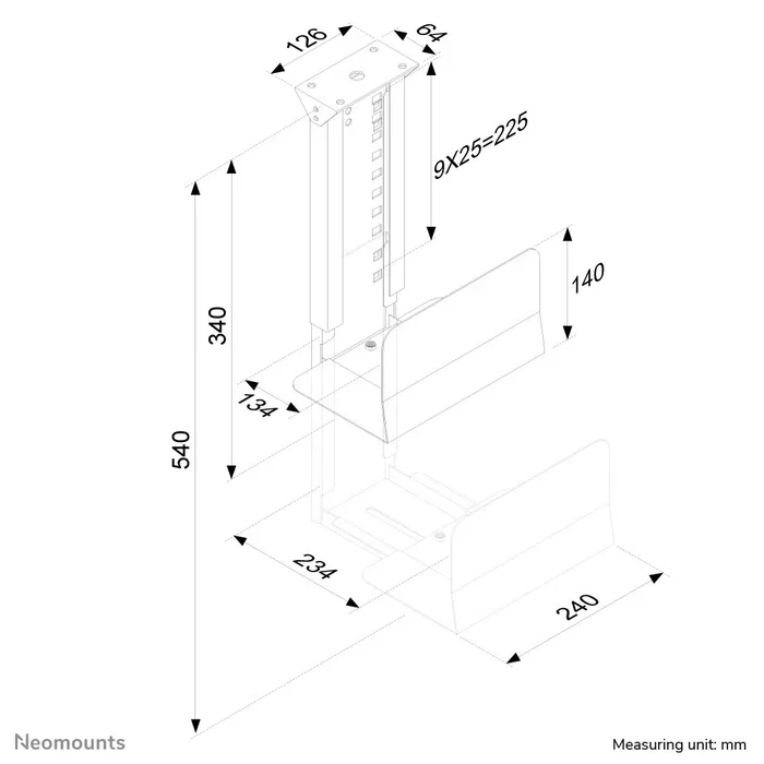 Neomounts CPU-D200BLACK - Soporte de CPU para Instalación Bajo el Escritorio, Capacidad 30 kg, Fijo, Color Negro, Acero