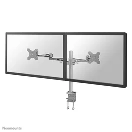 Neomounts FPMA-D935D Soporte Doble para Monitor de Escritorio, 2 Pantallas hasta 27" (68.6 cm), Ajuste de Altura e Inclinación, VESA 75x75/100x100, Aluminio Plata