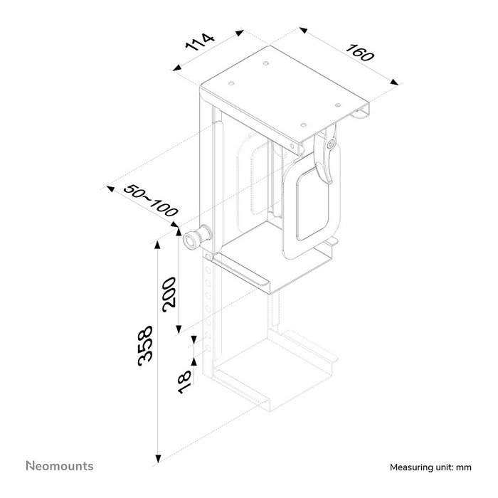 Newstar CPU-D075BLACK Soporte de Unidad de Sistema para Instalar Debajo del Escritorio - Negro