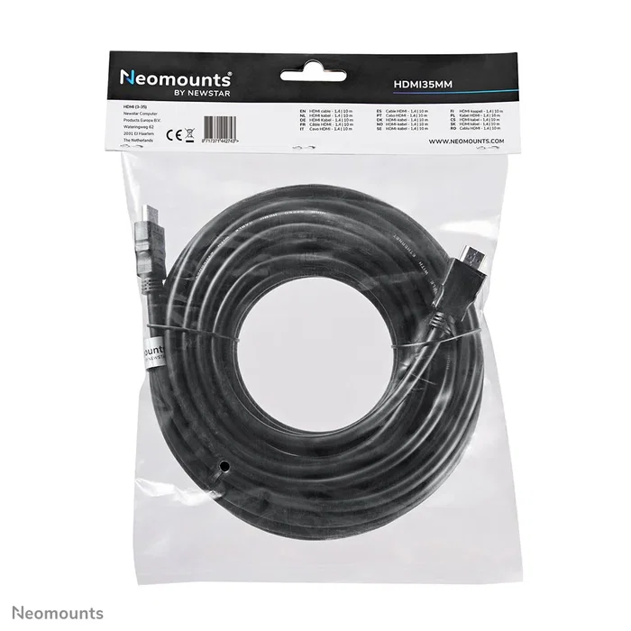 Neomounts HDMI35MM Cable Alargador HDMI 10 m (33 ft) Tipo A Macho, HDMI 1.3, 10.2 Gbit/s, 340 MHz, Negro Neomounts HDMI35MM Cable Alargador HDMI 10 m (33 ft) Tipo A Macho, HDMI 1.3, 10.2 Gbit/s, 340 MHz, Negro