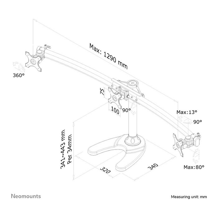 Newstar FPMA-D700DD3 Soporte de Mesa para 3 Monitores Negro Newstar FPMA-D700DD3 Soporte de Mesa para 3 Monitores Negro