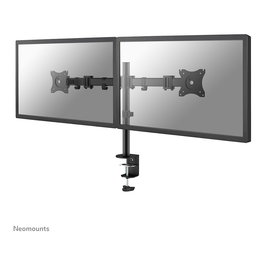 Neomounts NM-D135DBLACK Brazo de Monitor Doble para 2 Pantallas LCD de 10"-27" (68.6 cm), Carga 8 kg, Montaje Pinza/Atornillado, Giratorio 360°, Negro