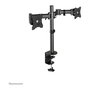 Neomounts NM-D135DBLACK Brazo de Monitor Doble para 2 Pantallas LCD de 10"-27" (68.6 cm), Carga 8 kg, Montaje Pinza/Atornillado, Giratorio 360°, Negro