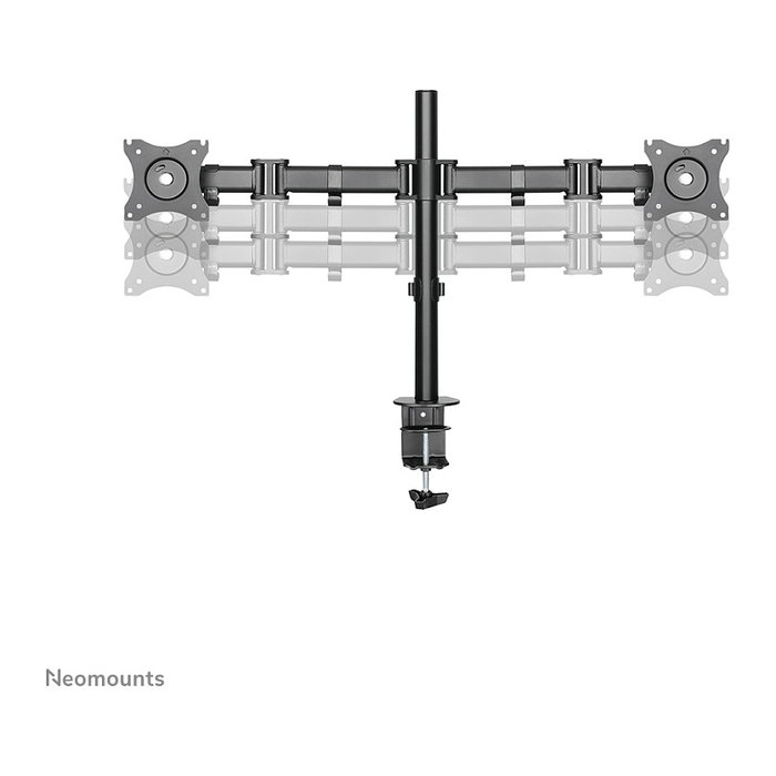 Neomounts NM-D135DBLACK Brazo de Monitor Doble para 2 Pantallas LCD de 10"-27" (68.6 cm), Carga 8 kg, Montaje Pinza/Atornillado, Giratorio 360°, Negro