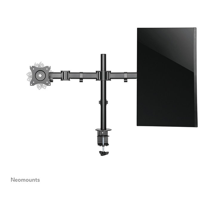 Neomounts NM-D135DBLACK Brazo de Monitor Doble para 2 Pantallas LCD de 10"-27" (68.6 cm), Carga 8 kg, Montaje Pinza/Atornillado, Giratorio 360°, Negro