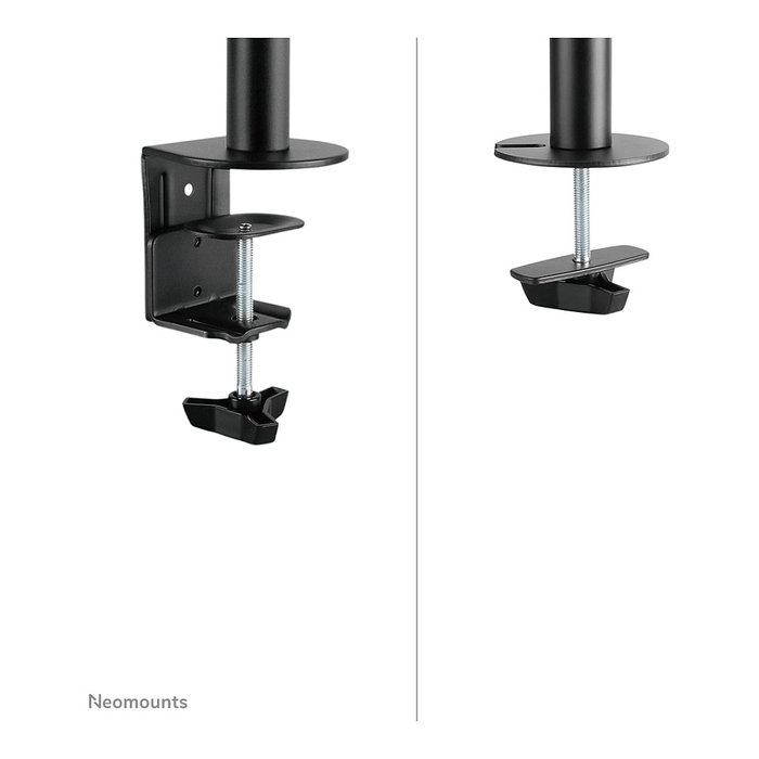 Neomounts NM-D135DBLACK Brazo de Monitor Doble para 2 Pantallas LCD de 10"-27" (68.6 cm), Carga 8 kg, Montaje Pinza/Atornillado, Giratorio 360°, Negro
