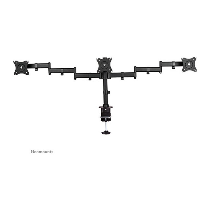 Neomounts NM-D135D3BLACK Soporte Brazo Triple para Monitores Planos 10-27" (68.6 cm), Montaje Pinza/Atornillado, Hasta 8 kg por Pantalla, Negro