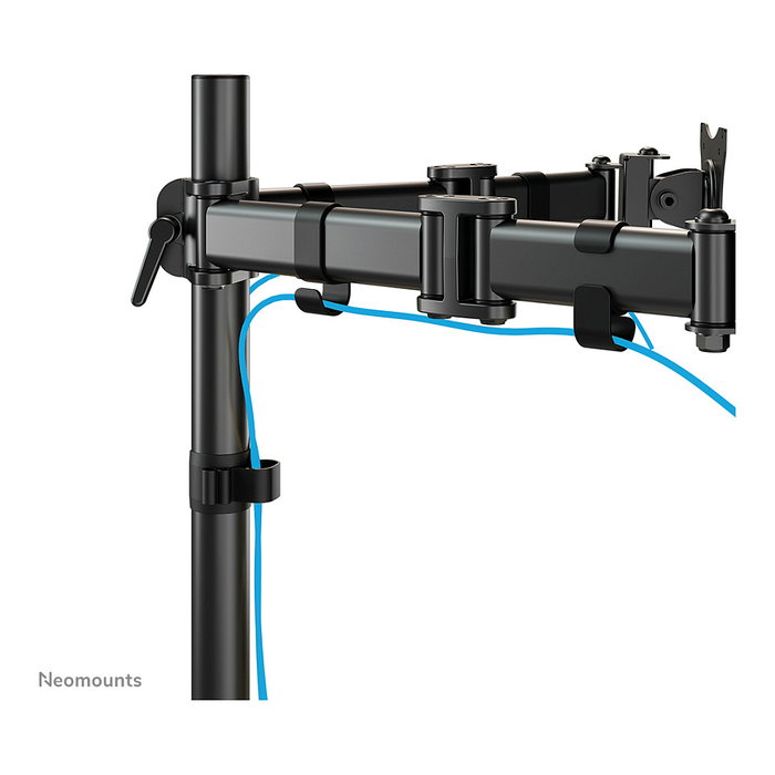 Neomounts NM-D135D3BLACK Soporte Brazo Triple para Monitores Planos 10-27" (68.6 cm), Montaje Pinza/Atornillado, Hasta 8 kg por Pantalla, Negro