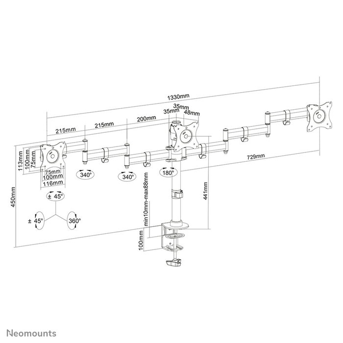 Newstar Neomounts NM-D135D3BLACK Soporte para 3 Monitores 10-27 Pulgadas Newstar Neomounts NM-D135D3BLACK Soporte para 3 Monitores 10-27 Pulgadas