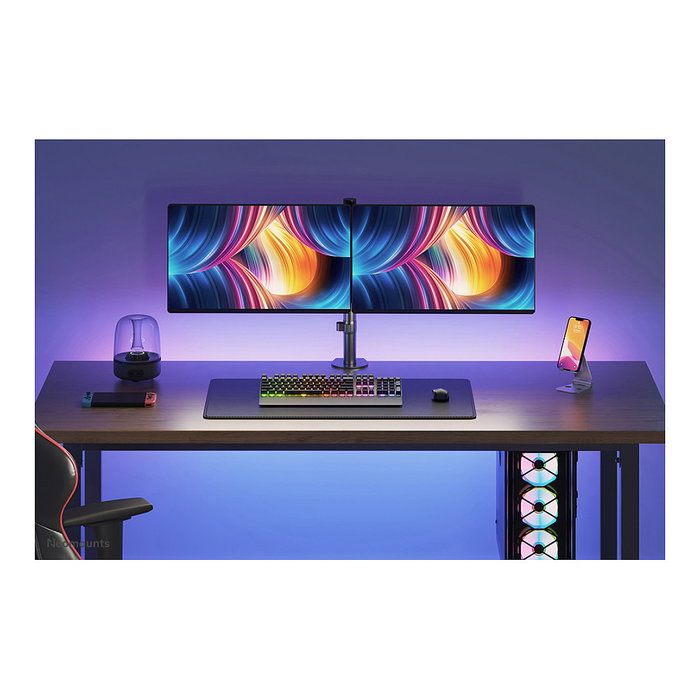 Neomounts FPMA-D550DBLACK Brazo de Monitor de Escritorio Doble, para 2 Pantallas de 10 a 32", Hasta 8 kg, Negro - Soporte Ajustable con Pinza/Atornillado, VESA 100x100