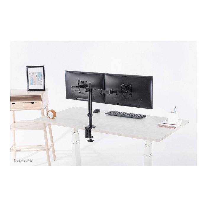 Neomounts FPMA-D550DBLACK Brazo de Monitor de Escritorio Doble, para 2 Pantallas de 10 a 32", Hasta 8 kg, Negro - Soporte Ajustable con Pinza/Atornillado, VESA 100x100
