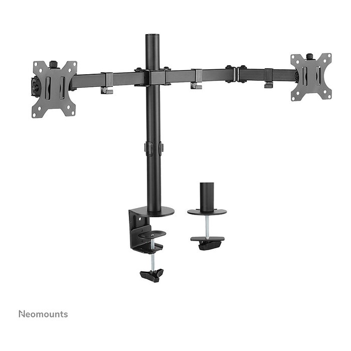 Neomounts FPMA-D550DBLACK Brazo de Monitor de Escritorio Doble, para 2 Pantallas de 10 a 32", Hasta 8 kg, Negro - Soporte Ajustable con Pinza/Atornillado, VESA 100x100