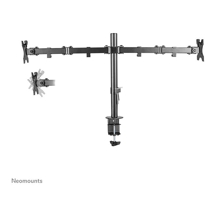 Neomounts FPMA-D550DBLACK Brazo de Monitor de Escritorio Doble, para 2 Pantallas de 10 a 32", Hasta 8 kg, Negro - Soporte Ajustable con Pinza/Atornillado, VESA 100x100