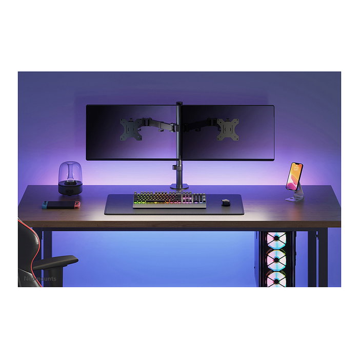 Neomounts FPMA-D550DBLACK Brazo de Monitor de Escritorio Doble, para 2 Pantallas de 10 a 32", Hasta 8 kg, Negro - Soporte Ajustable con Pinza/Atornillado, VESA 100x100