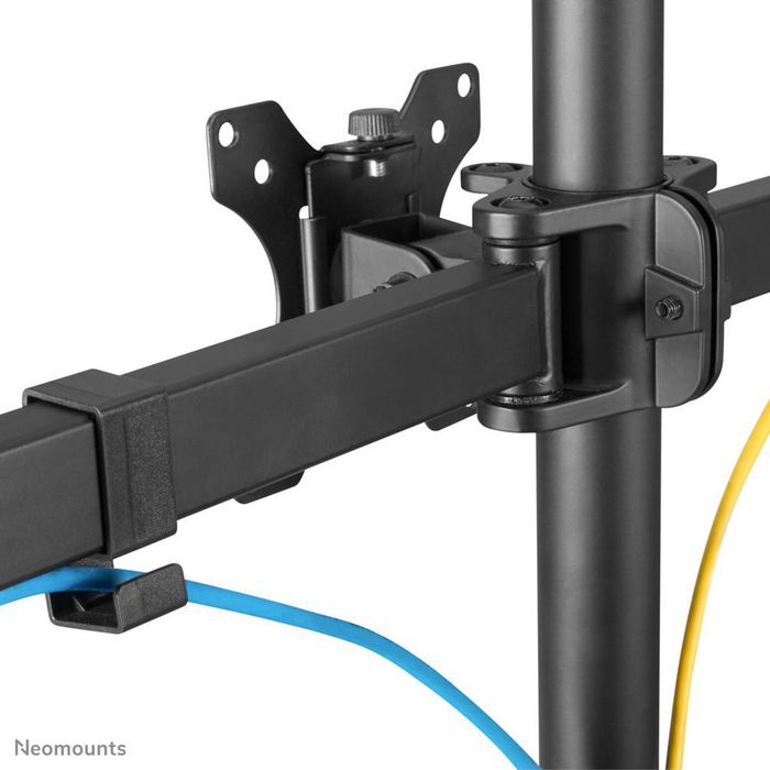 Neomounts Tilt/Turn/Rotate Triple Desk Mount (Clamp) For Three 10-27" Monitor Screens, Height Adjustable - Black