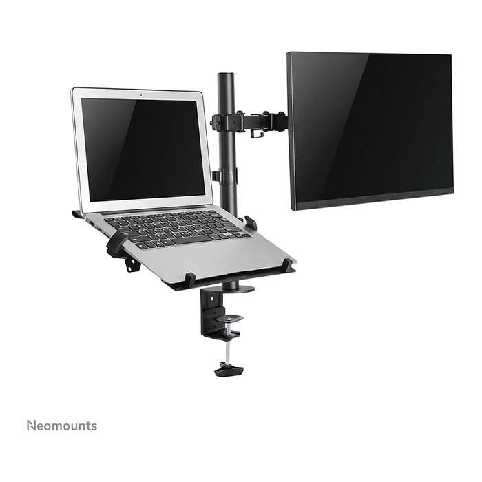 Newstar Neomounts FPMA-D550NOTEBOOK Brazo de Monitor y Soporte para Portátil, Soporte de Escritorio para Pantallas Planas hasta 32" y Notebooks de 10", 8 kg, Negro