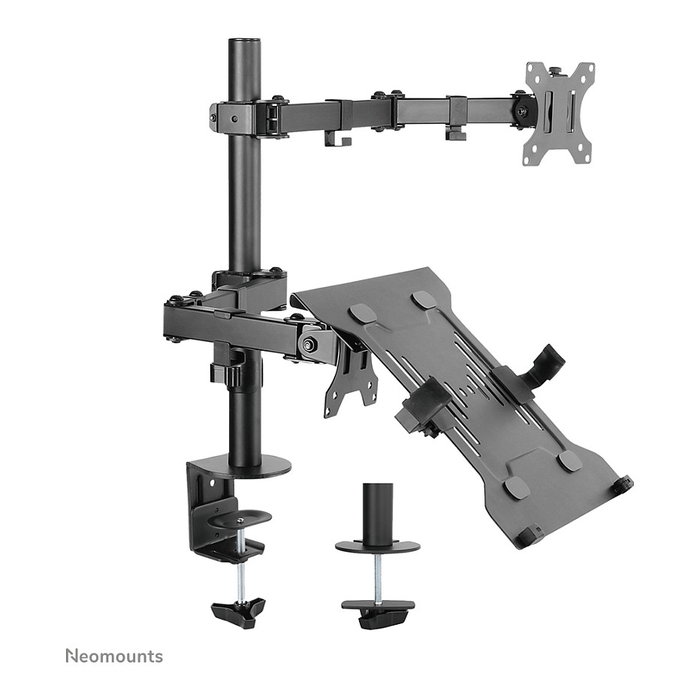 Newstar Neomounts FPMA-D550NOTEBOOK Brazo de Monitor y Soporte para Portátil, Soporte de Escritorio para Pantallas Planas hasta 32" y Notebooks de 10", 8 kg, Negro