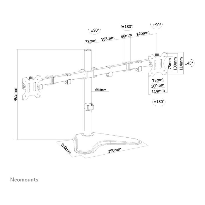 Neomounts FPMA-D550DDBLACK Soporte de Escritorio Dual para Dos Monitores de 10-32 pulgadas Neomounts FPMA-D550DDBLACK Soporte de Escritorio Dual para Dos Monitores de 10-32 pulgadas