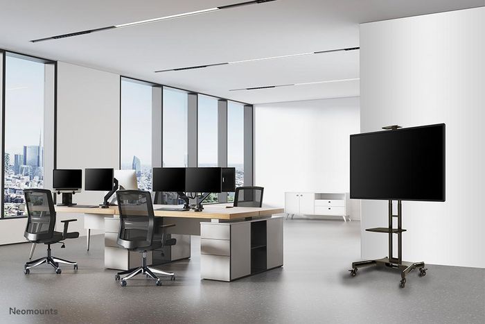 Neomounts NM-M1700BLACK Carrito para Pantallas de 32-75", 50 kg, Altura Ajustable 104-154 cm, VESA 200x200-600x400, Negro