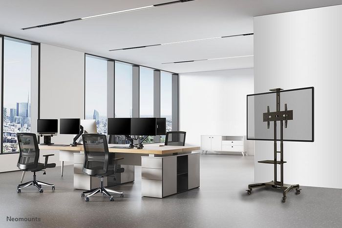 Neomounts NM-M1700BLACK Carrito para Pantallas de 32-75", 50 kg, Altura Ajustable 104-154 cm, VESA 200x200-600x400, Negro