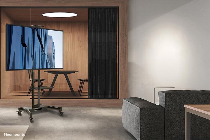 Neomounts NM-M1700BLACK Carrito para Pantallas de 32-75", 50 kg, Altura Ajustable 104-154 cm, VESA 200x200-600x400, Negro