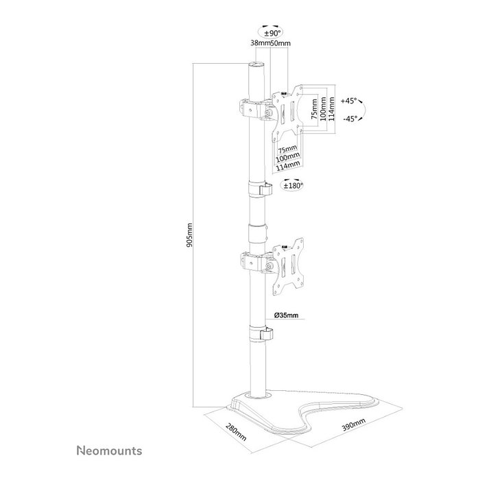 Neomounts FPMA-D550DDVBLACK Soporte de Escritorio para 2 Monitores hasta 32 Pulgadas