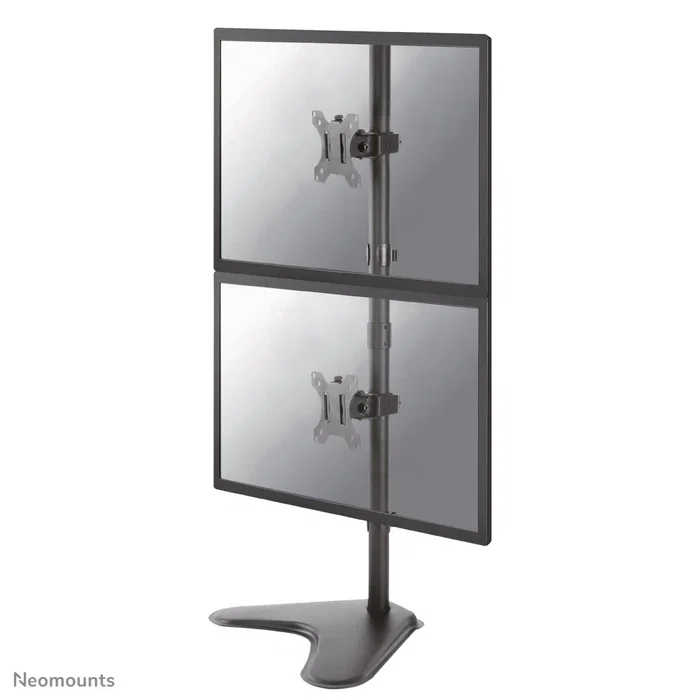 Neomounts FPMA-D550DDVBLACK Soporte para 2 Monitores de hasta 32" (81.3 cm) con VESA 75x75/100x100 mm, Giratorio, Inclinable y Ajuste de Altura, Base de Escritorio Negro