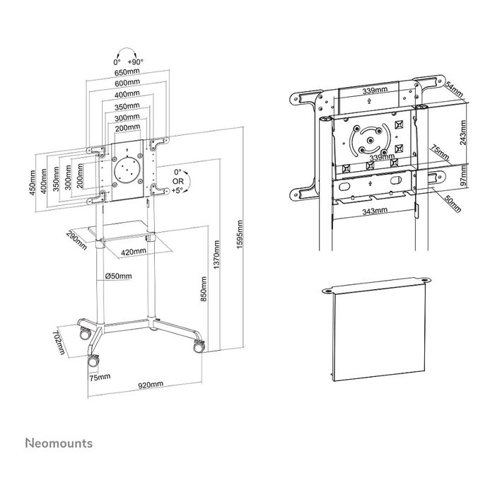 Newstar NS-M1250BLACK Neomounts Soporte de TV de pared móvil para televisores planos de hasta 70 pulgadas / 178 cm y 70 kg