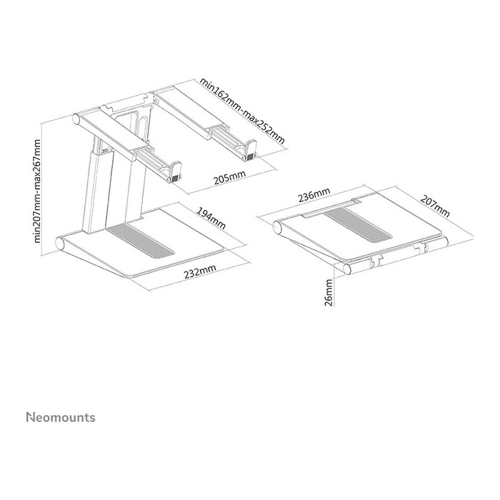 Neomounts NSLS200 Soporte para Portátil Plegable de 10 a 17 pulgadas, Plata Neomounts NSLS200 Soporte para Portátil Plegable de 10 a 17 pulgadas, Plata