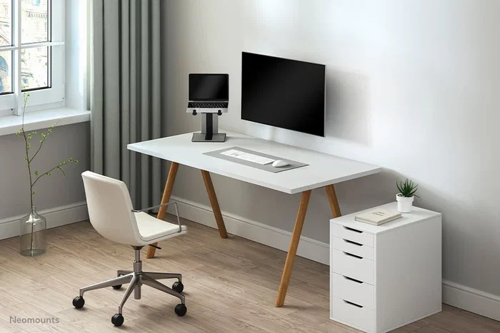 Neomounts NSLS200 Soporte para Portátil Plegable y Ajustable de 10" a 17" hasta 5 kg, Plata, Plástico, con Almohadillas Antideslizantes