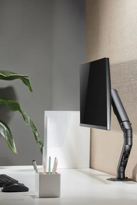 Neomounts FPMA-D650DBLACK Soporte de Monitor para Escritorio, 7 kg, 17-27", Ajuste de Altura con Gas, Inclinación, Rotación 360°, Giro, VESA 100x100/75x75, Gestión de Cables, Negro