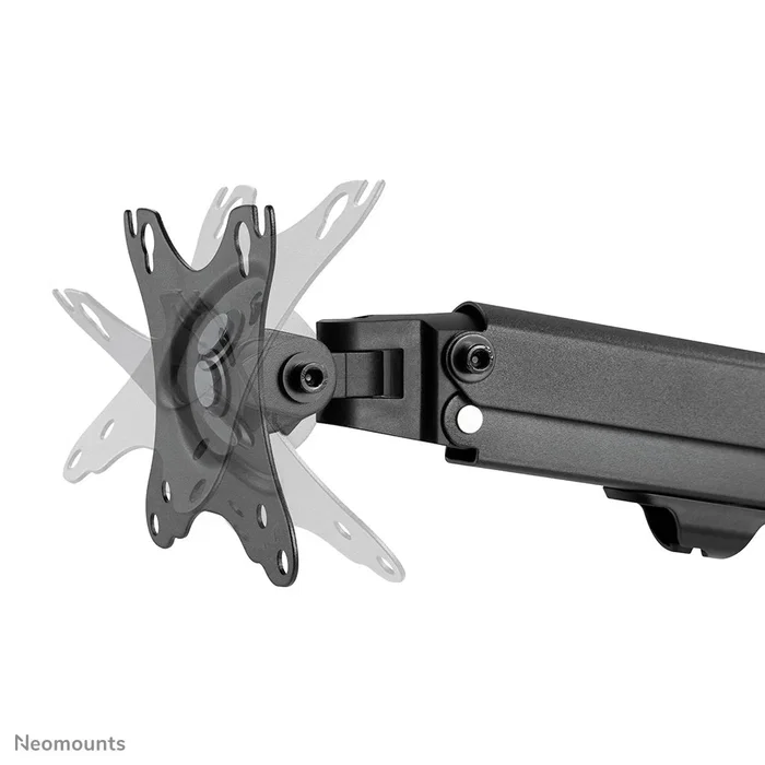 Neomounts FPMA-D650DBLACK Soporte de Monitor para Escritorio, 7 kg, 17-27", Ajuste de Altura con Gas, Inclinación, Rotación 360°, Giro, VESA 100x100/75x75, Gestión de Cables, Negro
