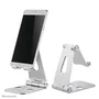 Neomounts DS10-160SL1 Soporte plegable para smartphone de escritorio, hasta 7" con ajuste de inclinación 270°, aluminio plateado, ideal para videollamadas y películas