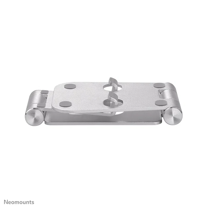 Neomounts DS10-160SL1 Soporte plegable para smartphone de escritorio, hasta 7" con ajuste de inclinación 270°, aluminio plateado, ideal para videollamadas y películas