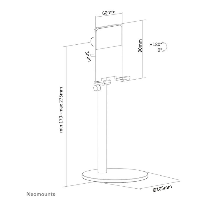 Newstar Soporte para Teléfono de hasta 7", plateado