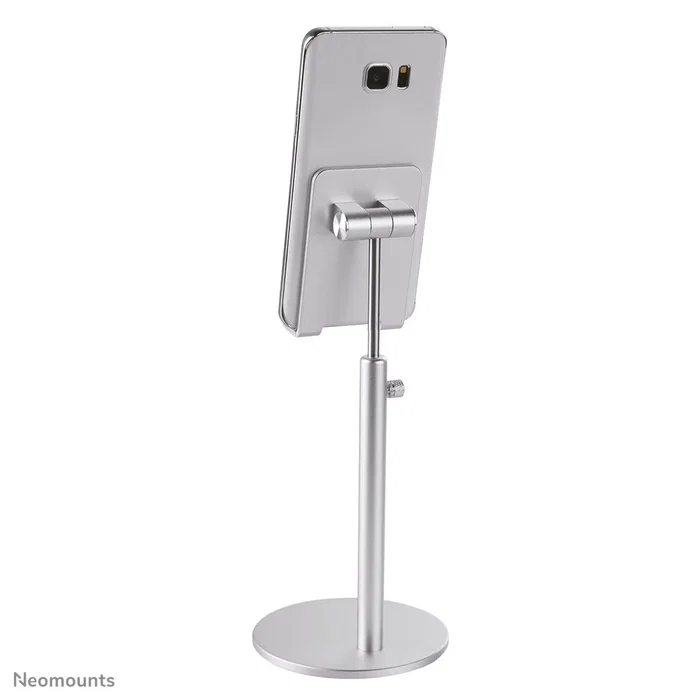 Neomounts DS10-200SL1 Soporte de Escritorio para Teléfono Móvil/Smartphone hasta 7", Ajustable en Altura e Inclinación (180°), Plata