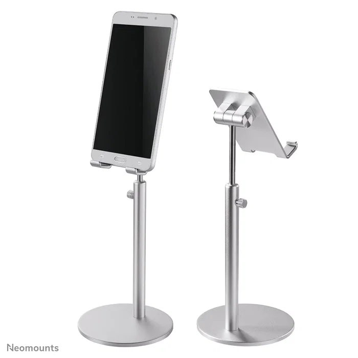Neomounts DS10-200SL1 Soporte de Escritorio para Teléfono Móvil/Smartphone hasta 7", Ajustable en Altura e Inclinación (180°), Plata