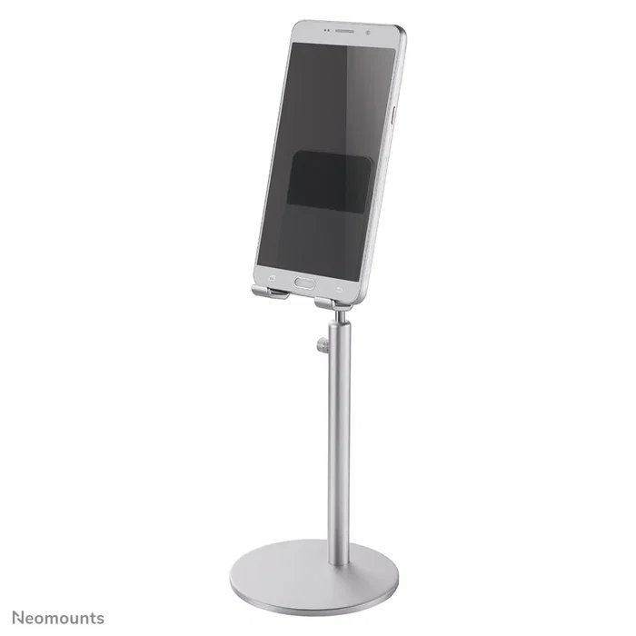 Neomounts DS10-200SL1 Soporte de Escritorio para Teléfono Móvil/Smartphone hasta 7", Ajustable en Altura e Inclinación (180°), Plata