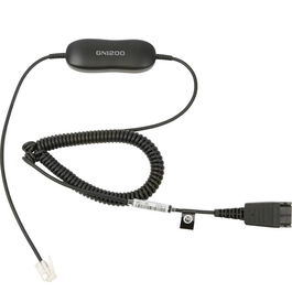 Jabra Smart cord QD -> RJ10 Cable para Teléfonos de Escritorio, Amplificación de Micrófono, Cable en Espiral de 2m