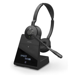 Jabra Engage 75 Auriculares Diadema Inalámbricos DECT/Bluetooth 5.0 para Oficina con Base, Cancelación de Ruido, Negro