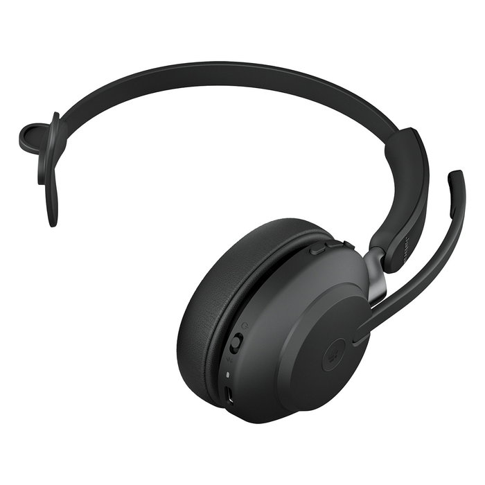 Jabra Evolve2 65 Mono MS + Link 380a - Auriculares de diadema inalámbricos para oficina optimizados para Microsoft Teams, Cisco, Zoom - Bluetooth 5.0 - 24h batería - Negro