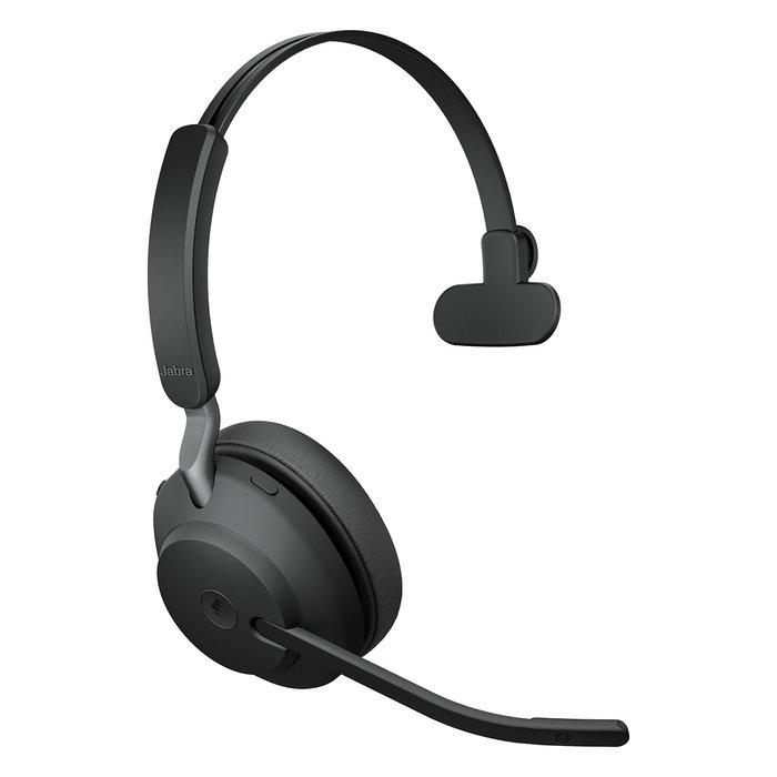 Jabra Evolve2 65 Mono MS + Link 380a - Auriculares de diadema inalámbricos para oficina optimizados para Microsoft Teams, Cisco, Zoom - Bluetooth 5.0 - 24h batería - Negro