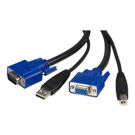 StarTech Cable KVM 2 en 1 VGA USB de 1,8 m - Cable para Consola KVM con Conectores USB A/B y HD15, Compatible con Modelos RKCOND17HD, SV231USBGB
