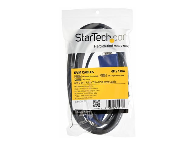 StarTech.com Cable KVM Ultra Delgado Todo en Uno VGA USB 2.0 HD15 3.05 metros (10 pies) - CAB1631HD / CAB831HD